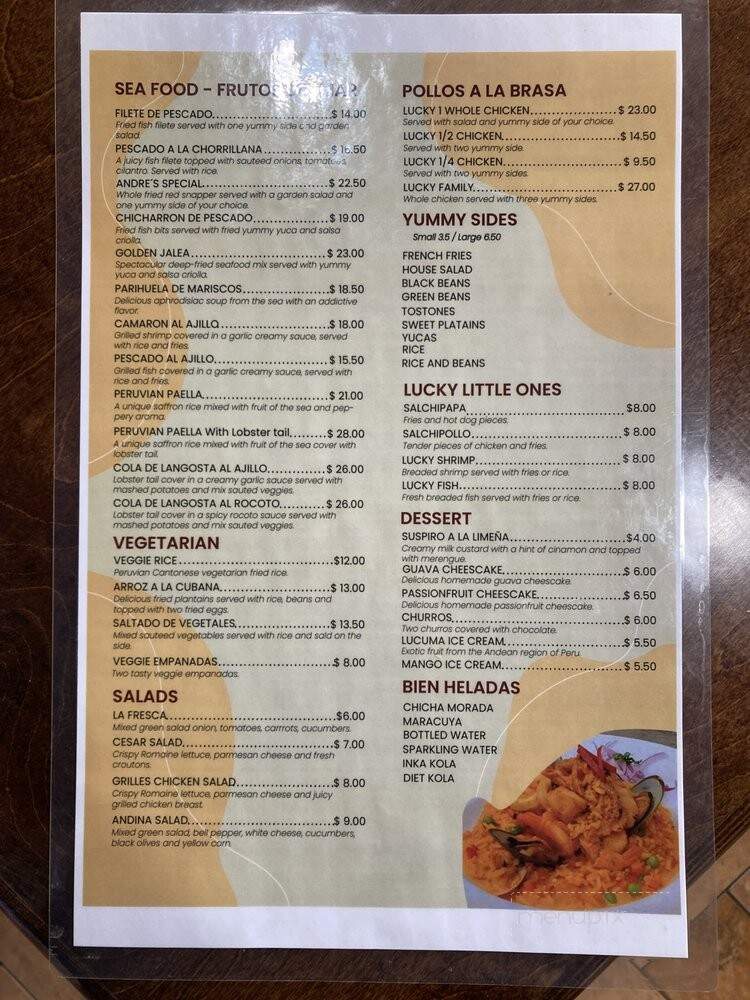 Lucky Chicken Peruvian Cuisine - Cary, NC menu_pic