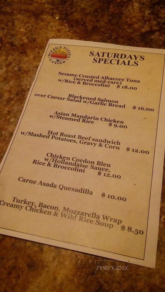 Oceans 11 Sports Lounge - Oceanside, CA menu_pic
