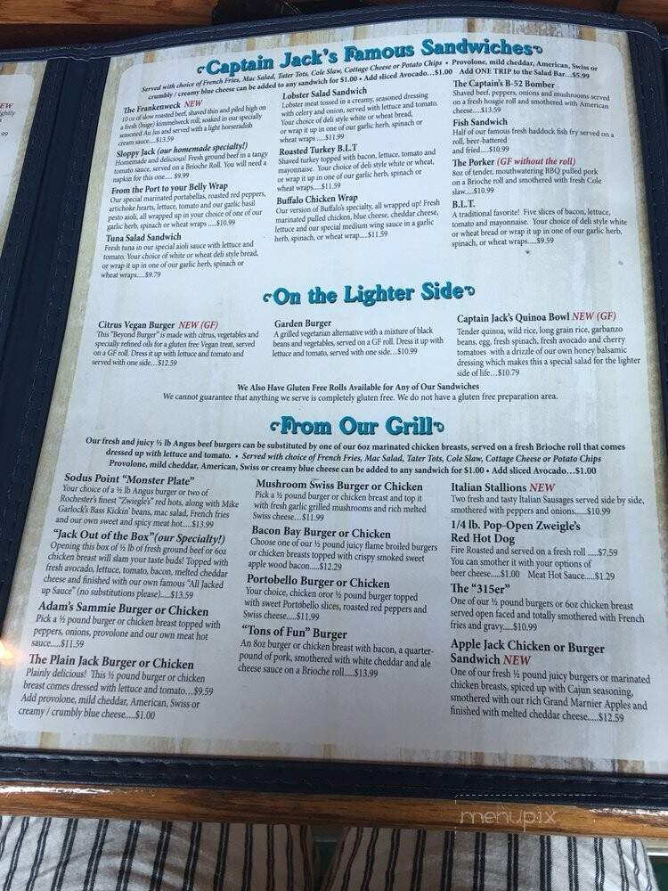 Captain Jack's Goodtime Tavern - Sodus Point, NY menu_pic