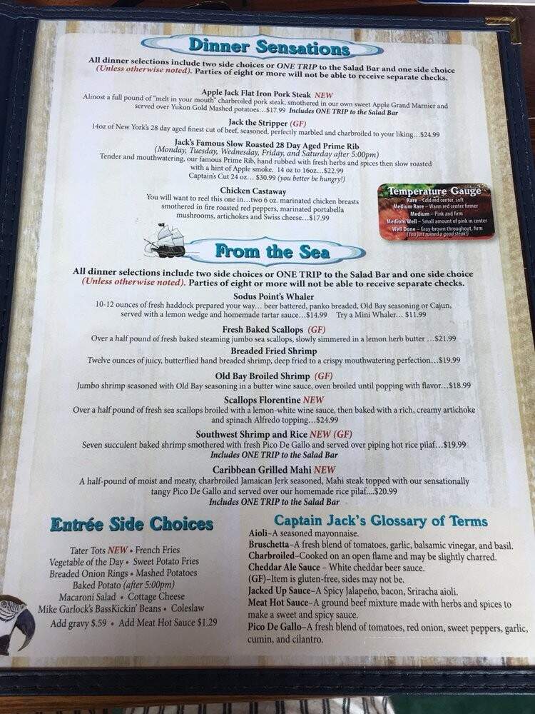 Captain Jack's Goodtime Tavern - Sodus Point, NY menu_pic