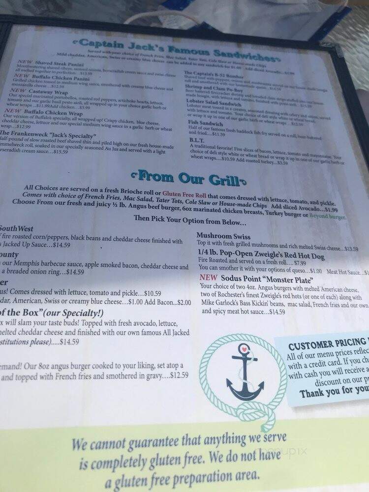 Captain Jack's Goodtime Tavern - Sodus Point, NY menu_pic