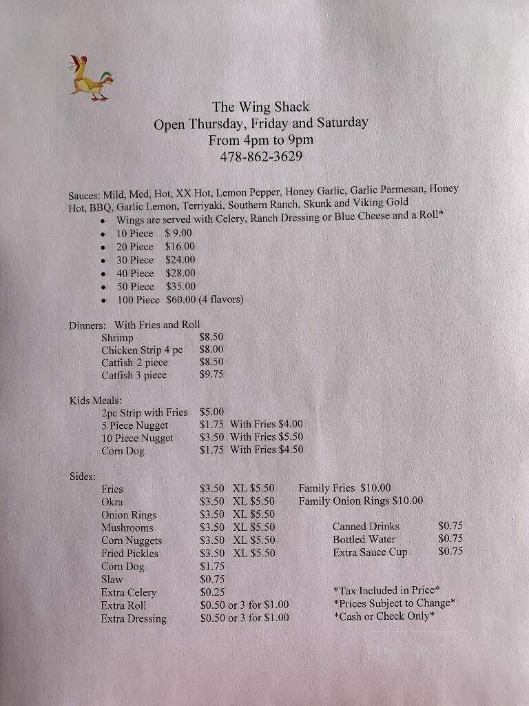 Wing Shack - Butler, GA menu_pic