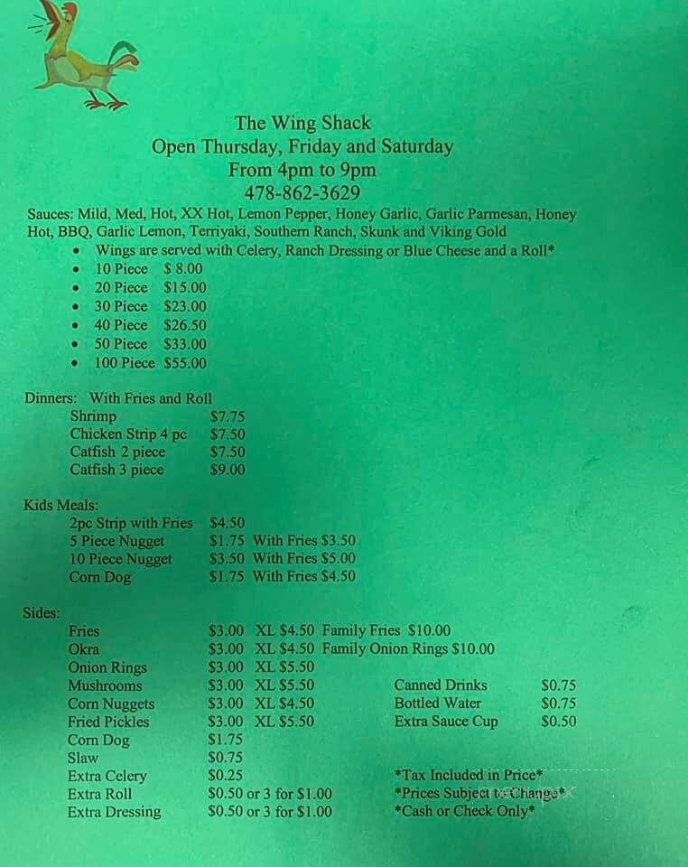 Wing Shack - Butler, GA menu_pic