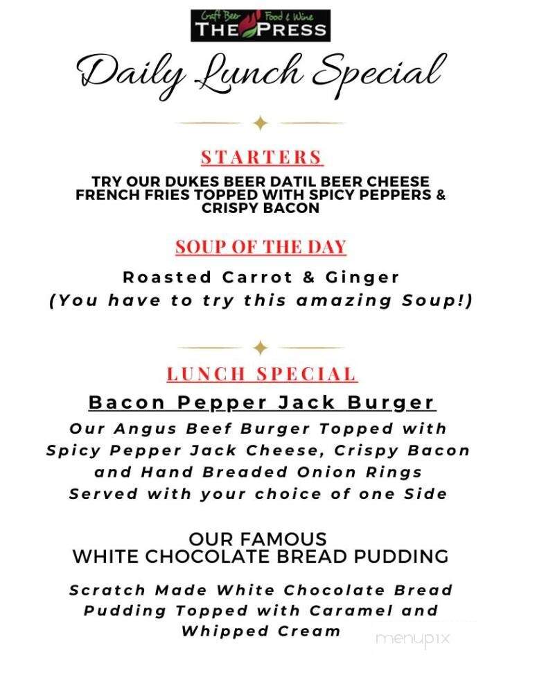 The Press - Saint Augustine, FL menu_pic