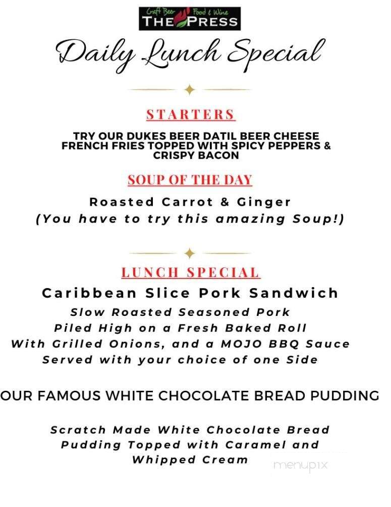 The Press - Saint Augustine, FL menu_pic
