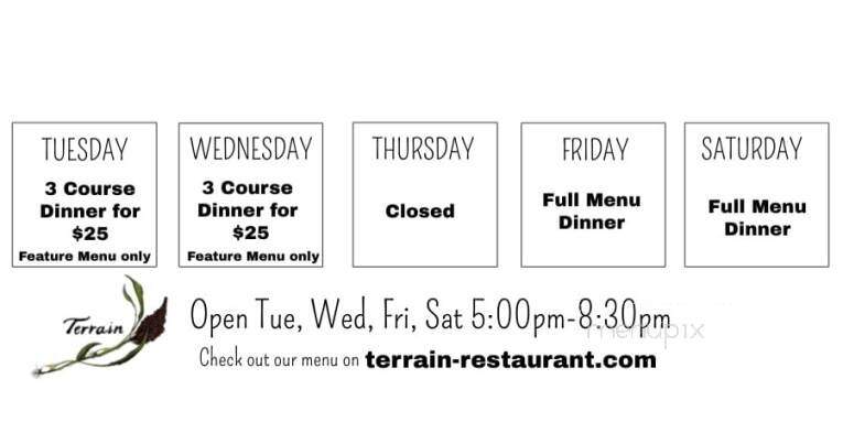Terrain Restaurant - Bellaire, MI menu_pic