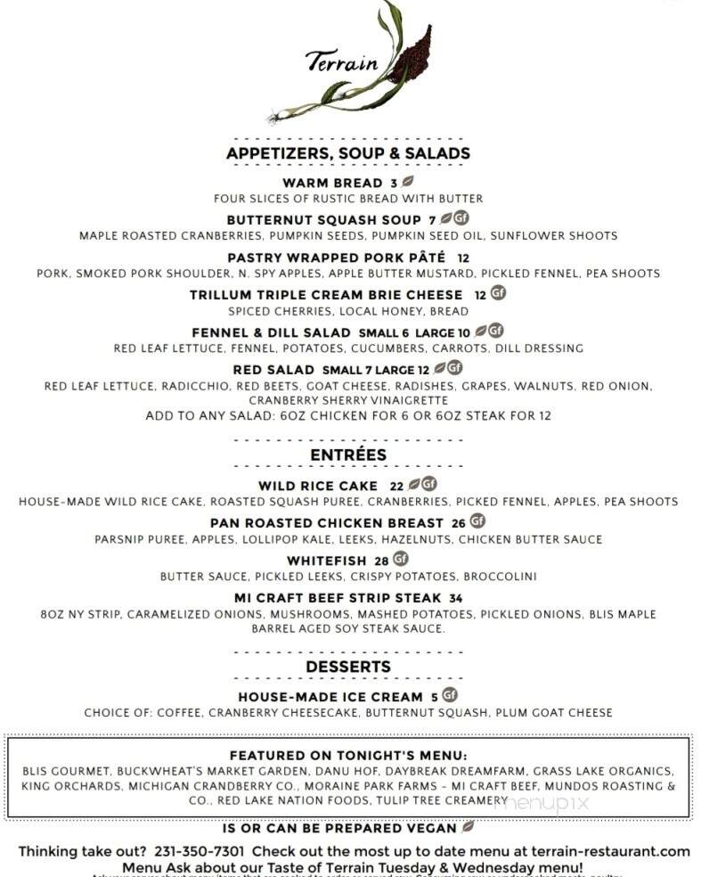 Terrain Restaurant - Bellaire, MI menu_pic