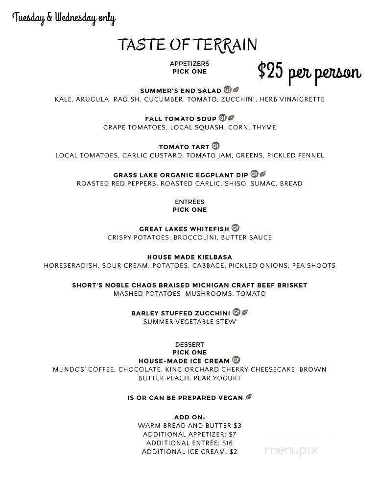 Terrain Restaurant - Bellaire, MI menu_pic