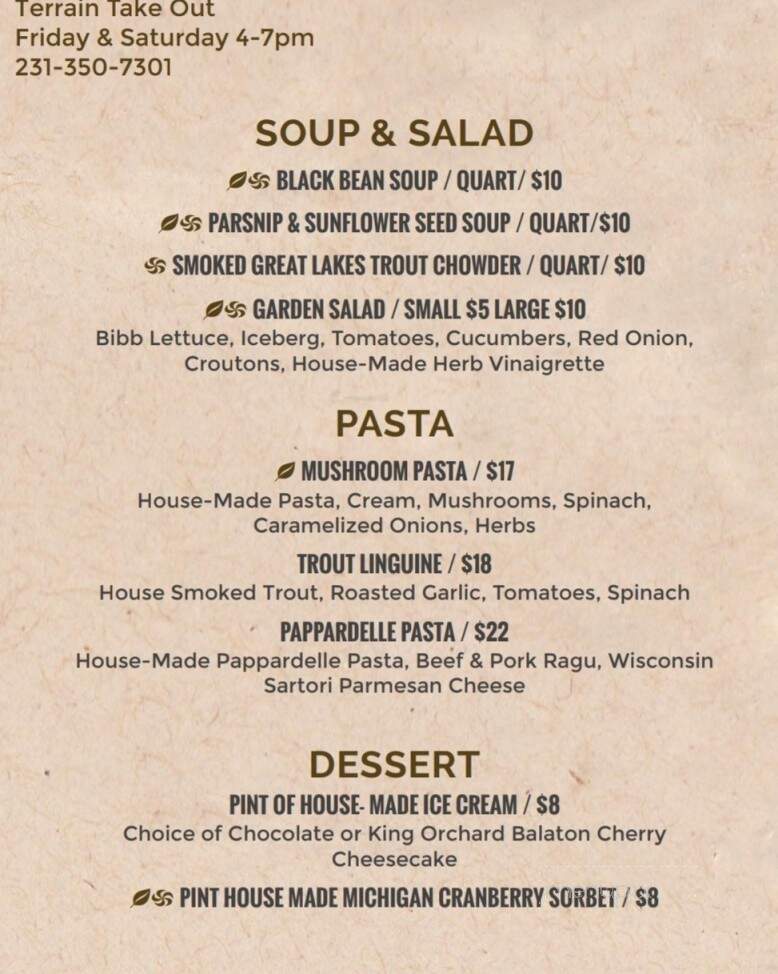 Terrain Restaurant - Bellaire, MI menu_pic