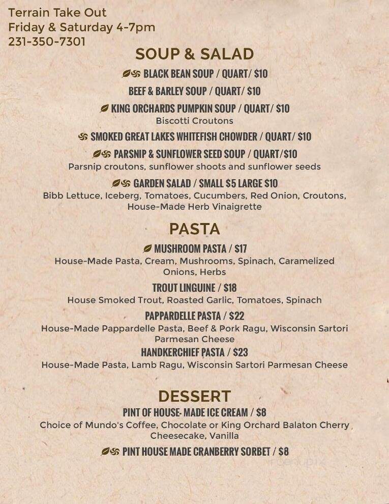 Terrain Restaurant - Bellaire, MI menu_pic