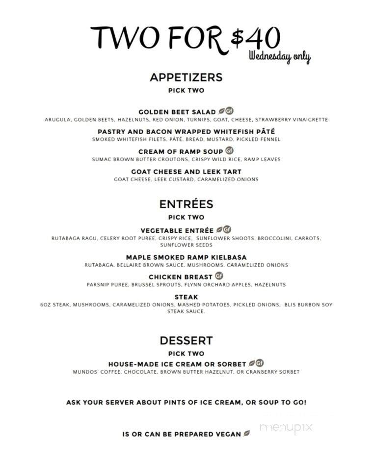 Terrain Restaurant - Bellaire, MI menu_pic