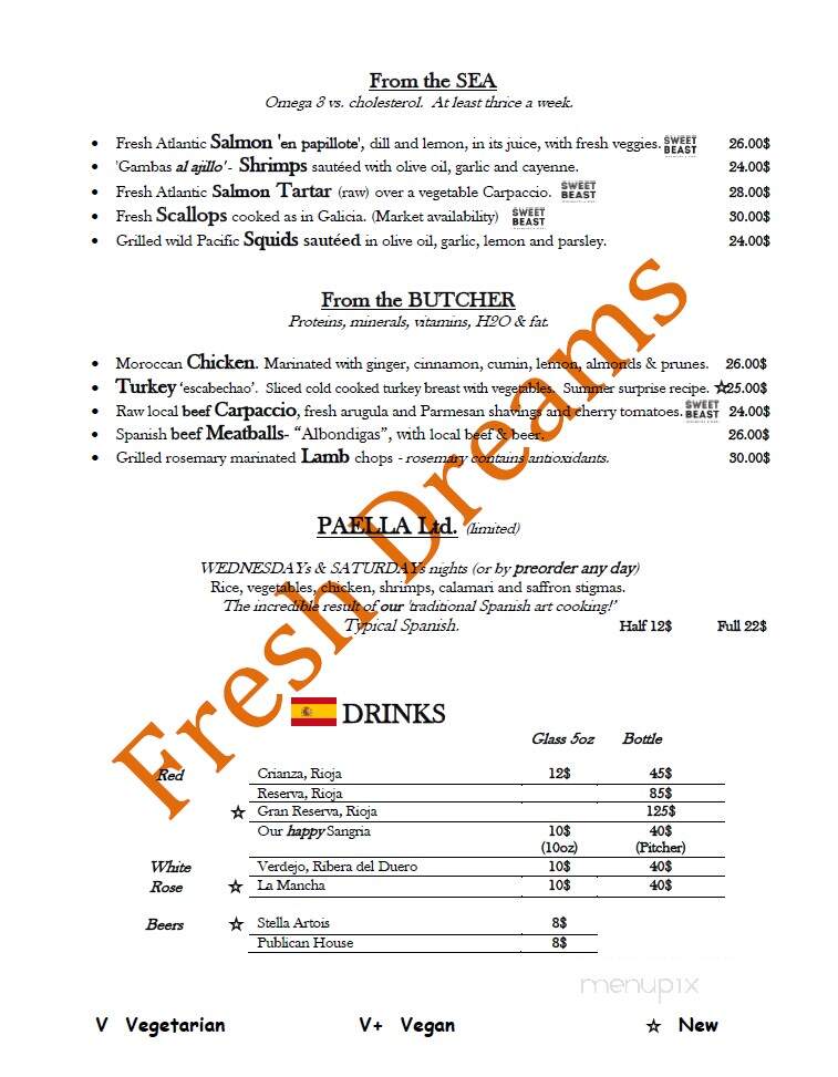 Fresh Dreams - Peterborough, ON menu_pic