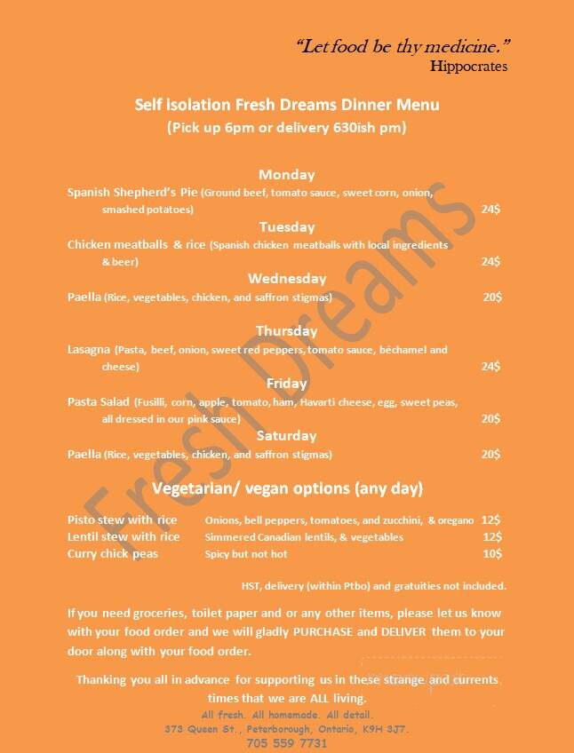 Fresh Dreams - Peterborough, ON menu_pic