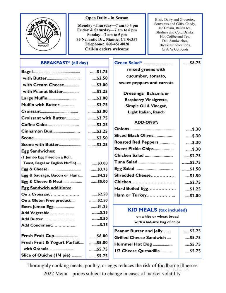 Black Point Market - East Lyme, CT menu_pic