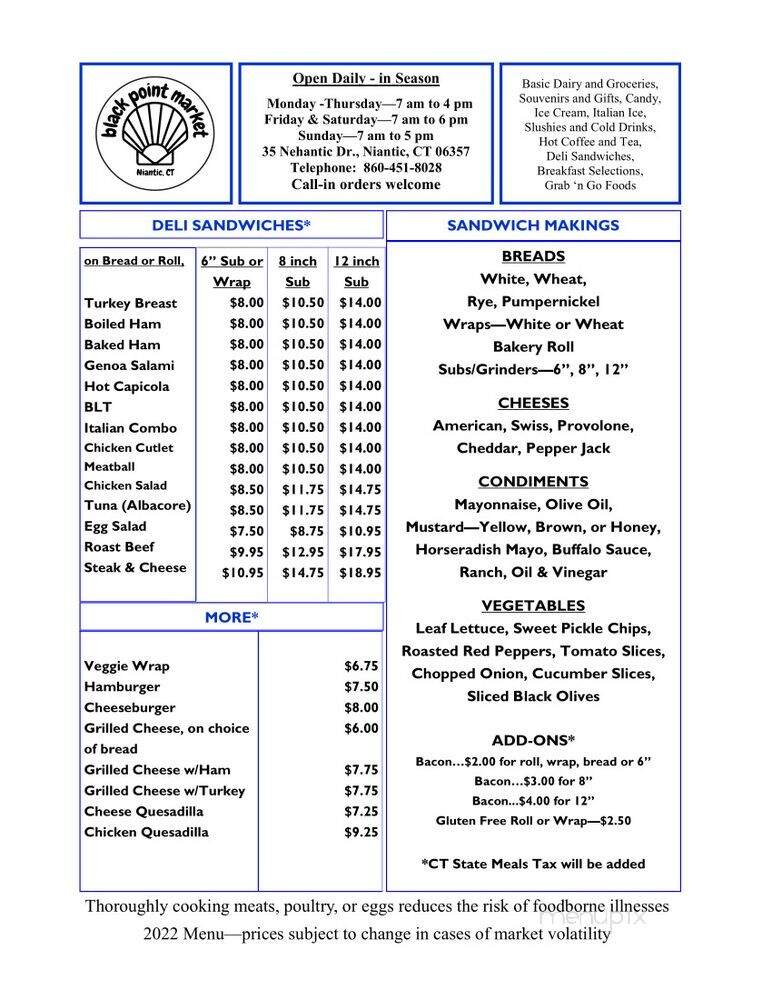 Black Point Market - East Lyme, CT menu_pic
