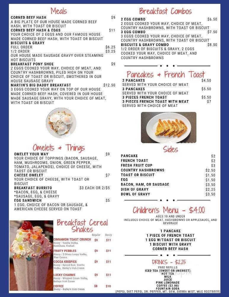 Martins Tunes and Eats - Wood River, IL menu_pic