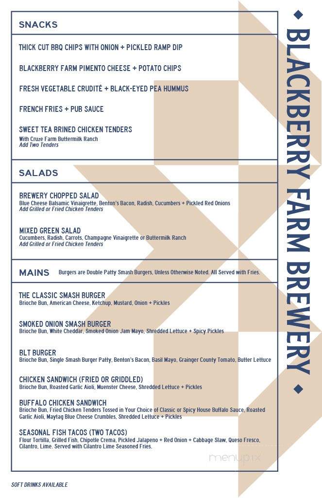Blackberry Farm Brewery - Maryville, TN menu_pic