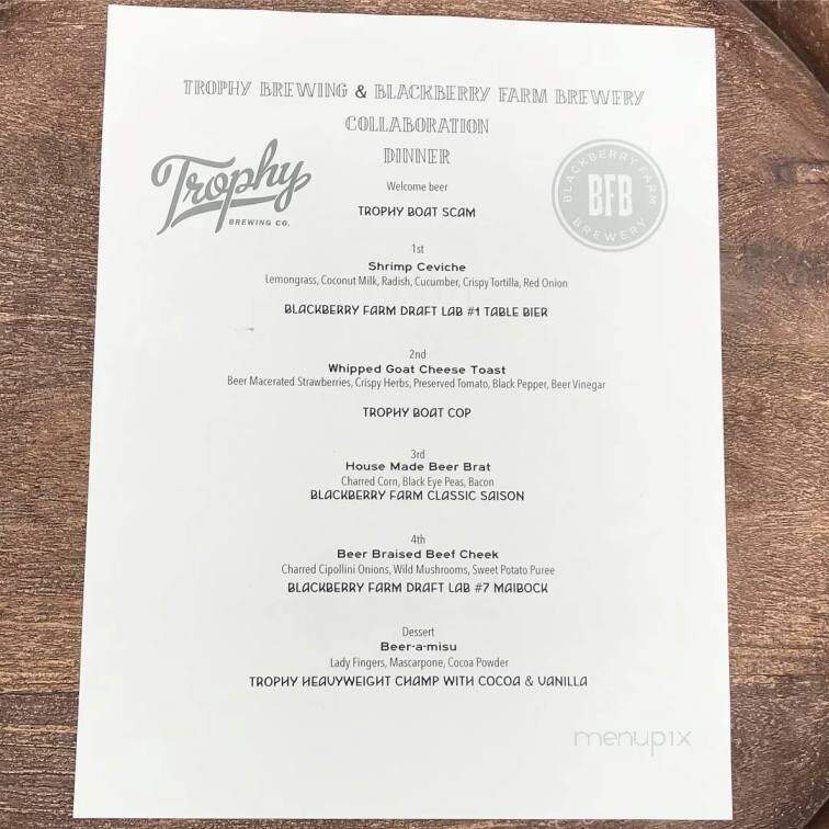 Blackberry Farm Brewery - Maryville, TN menu_pic