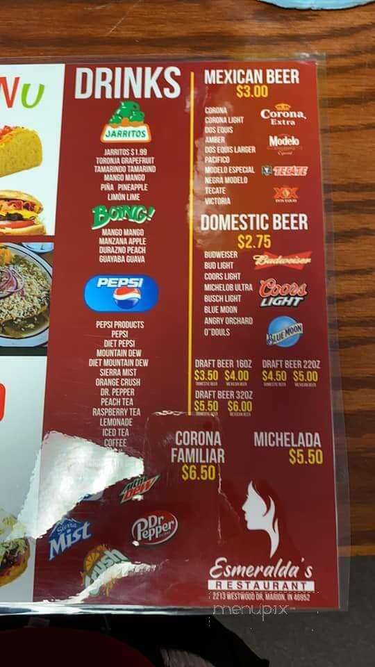 Esmeralda's Restaurant - Marion, IN menu_pic