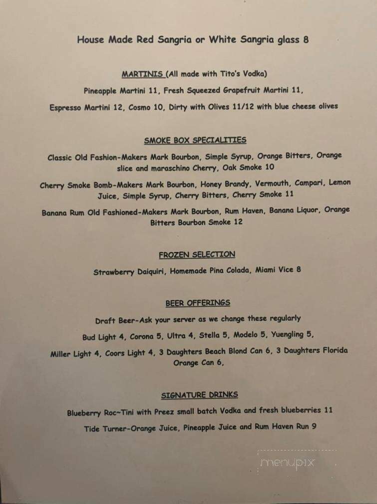 Coco Wood Grill - Redington Shores, FL menu_pic