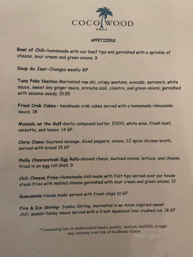 Coco Wood Grill - Redington Shores, FL menu_pic