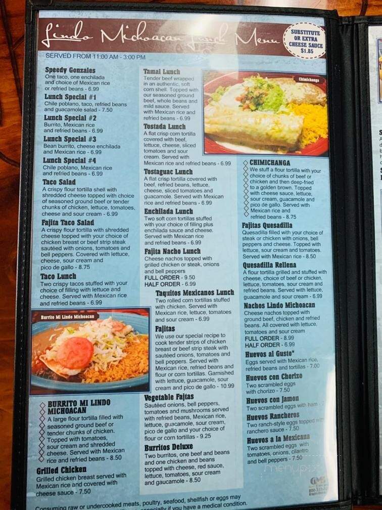 Mi Lindo Michoacan - Paducah, KY menu_pic
