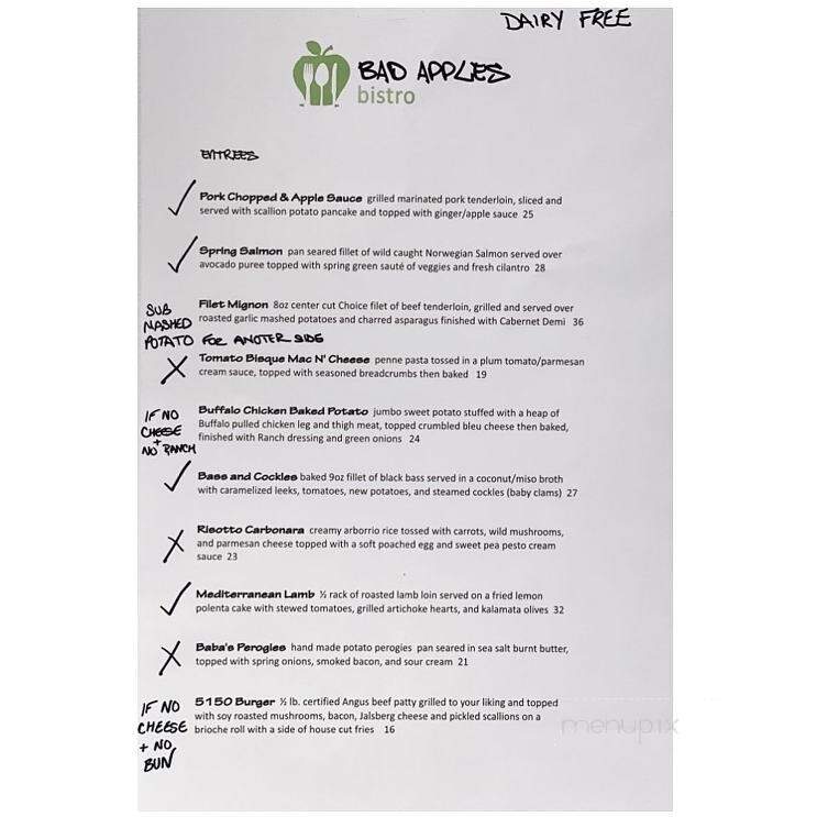 Bad Apples Bistro - Spencerport, NY menu_pic
