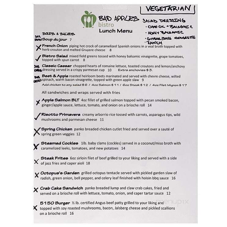 Bad Apples Bistro - Spencerport, NY menu_pic
