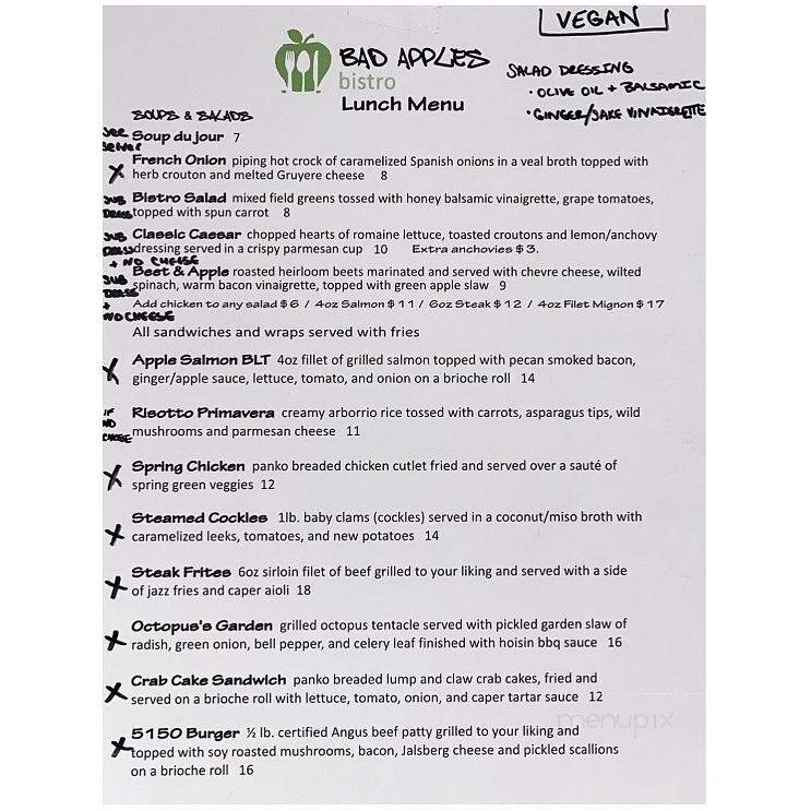 Bad Apples Bistro - Spencerport, NY menu_pic