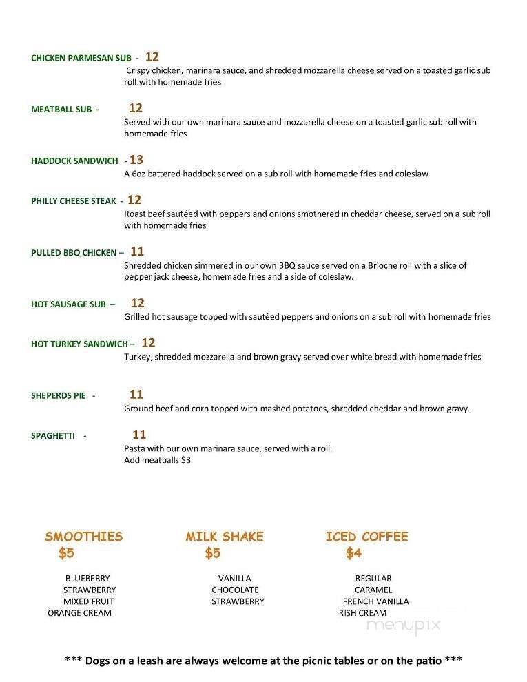 Up a Creek Restaurant - Wilmington, NY menu_pic