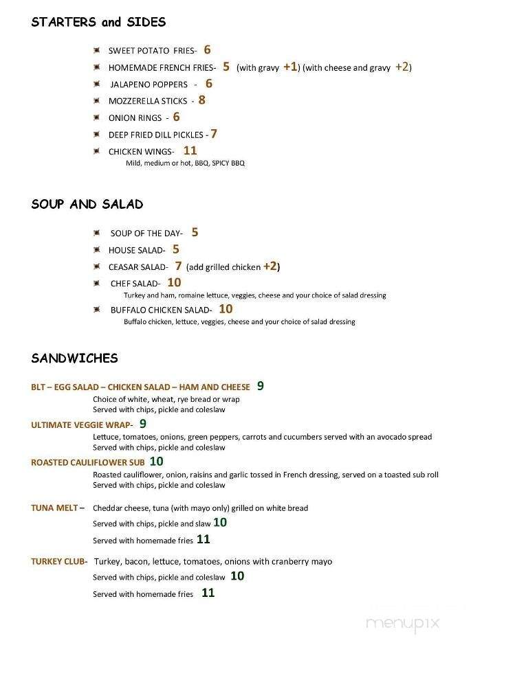 Up a Creek Restaurant - Wilmington, NY menu_pic