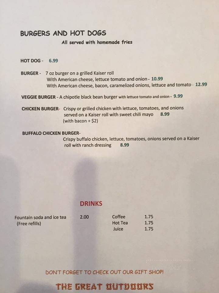 Up a Creek Restaurant - Wilmington, NY menu_pic