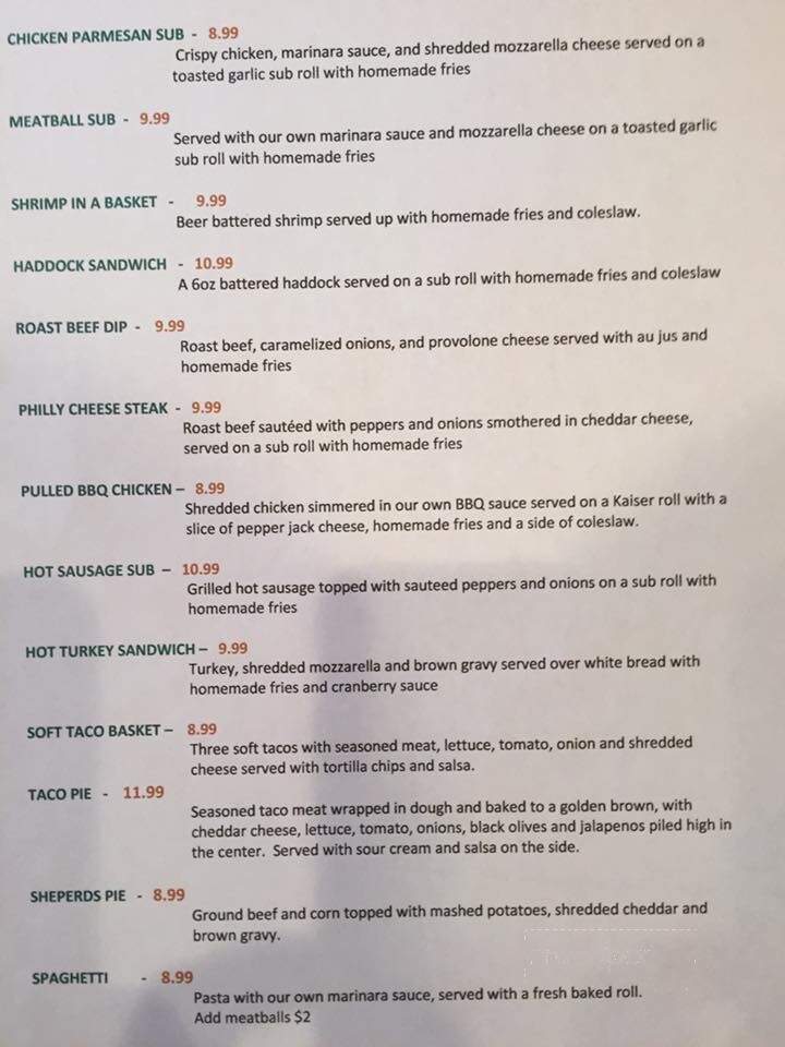 Up a Creek Restaurant - Wilmington, NY menu_pic