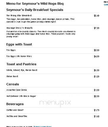 Seymour's Diner & Grill - Westmoreland, NY menu_pic