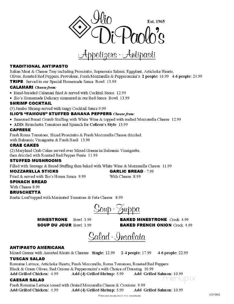 Ilio Di Paolo's Restaurant - Blasdell, NY menu_pic