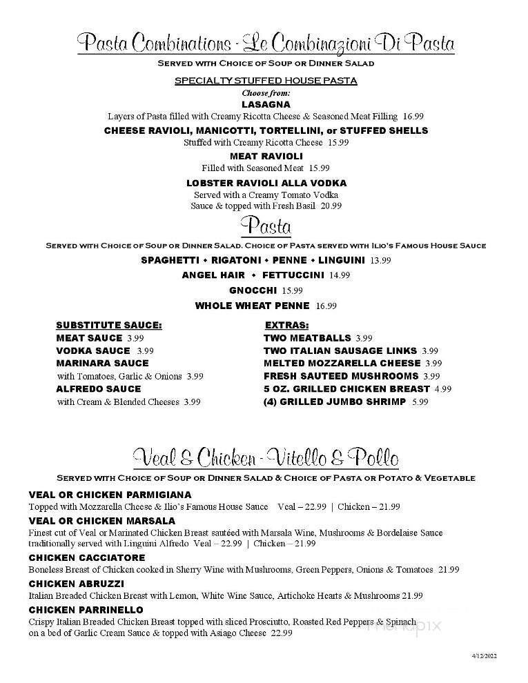 Ilio Di Paolo's Restaurant - Blasdell, NY menu_pic