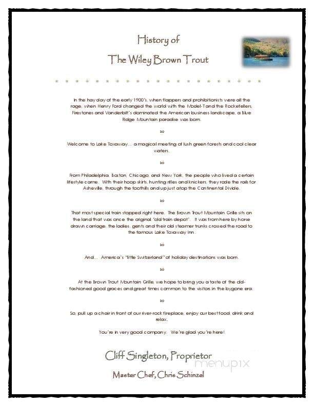 Brown Trout Mountain Grille - Lake Toxaway, NC menu_pic