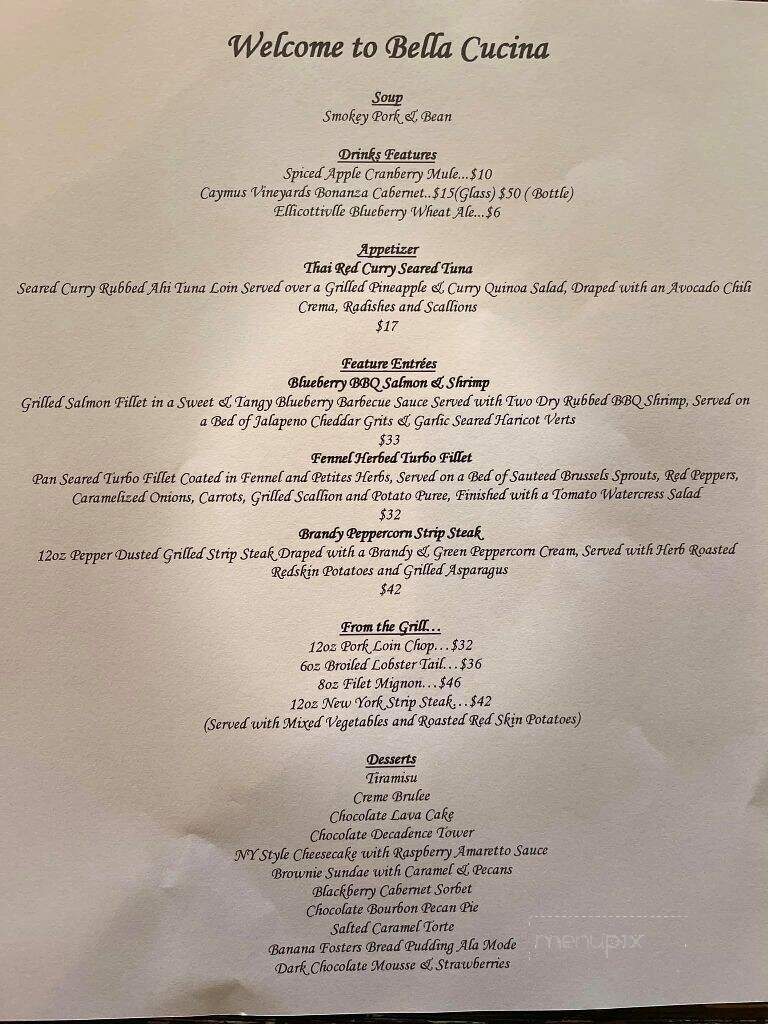 Bella Cucina - Franklin, PA menu_pic