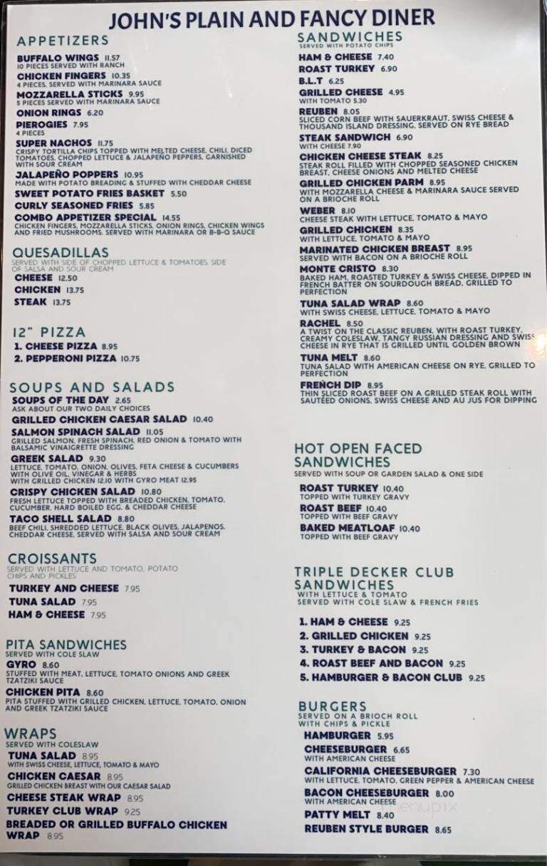 Plain & Fancy Restaurant - Quakertown, PA menu_pic