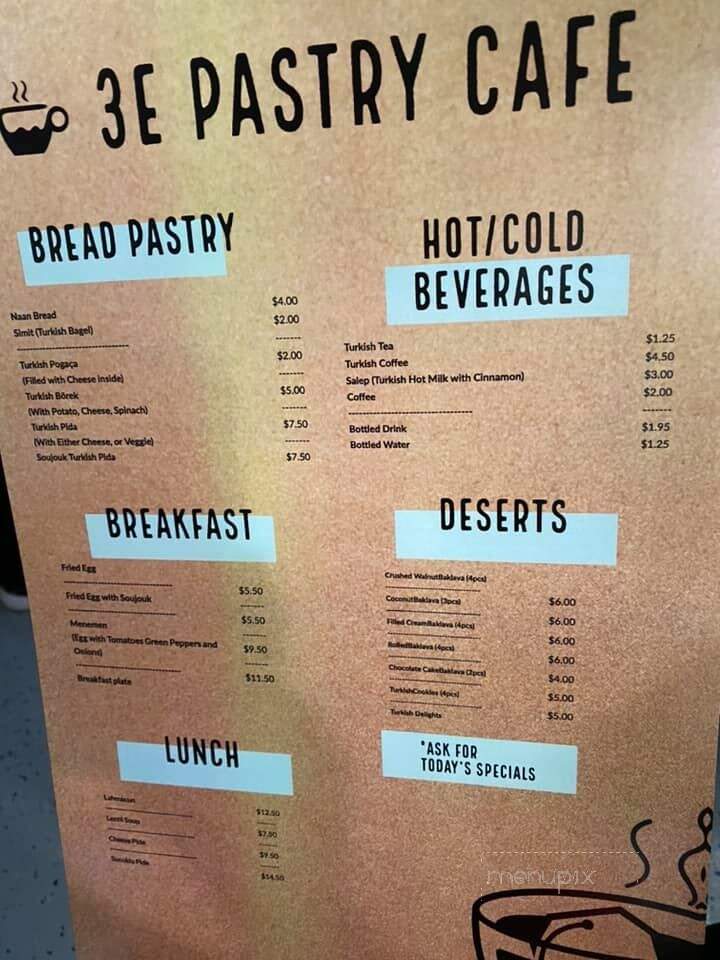 3E Pastry Cafe - Williston, ND menu_pic