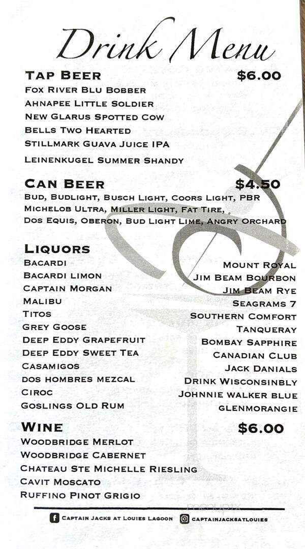 Louie's Lagoon - Green Bay, WI menu_pic