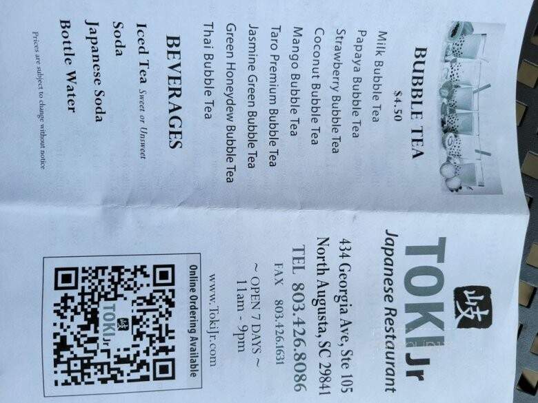 Toki Jr - North Augusta, SC menu_pic