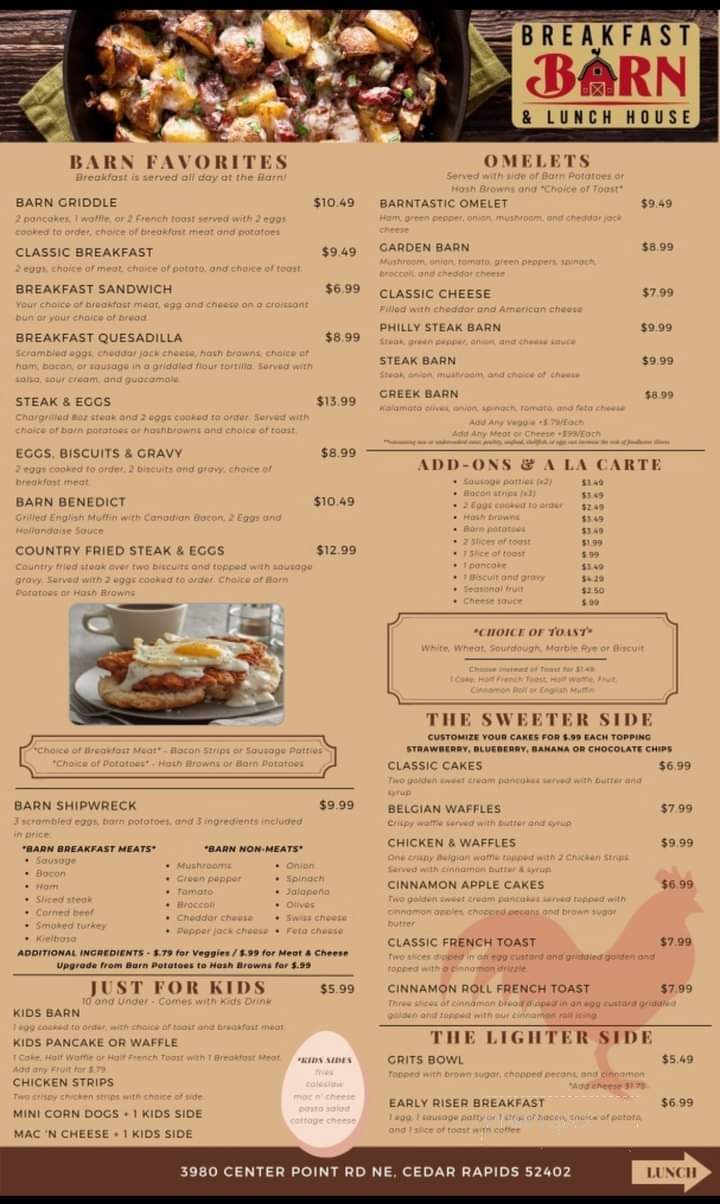 Breakfast Barn and Lunch House - Cedar Rapids, IA menu_pic
