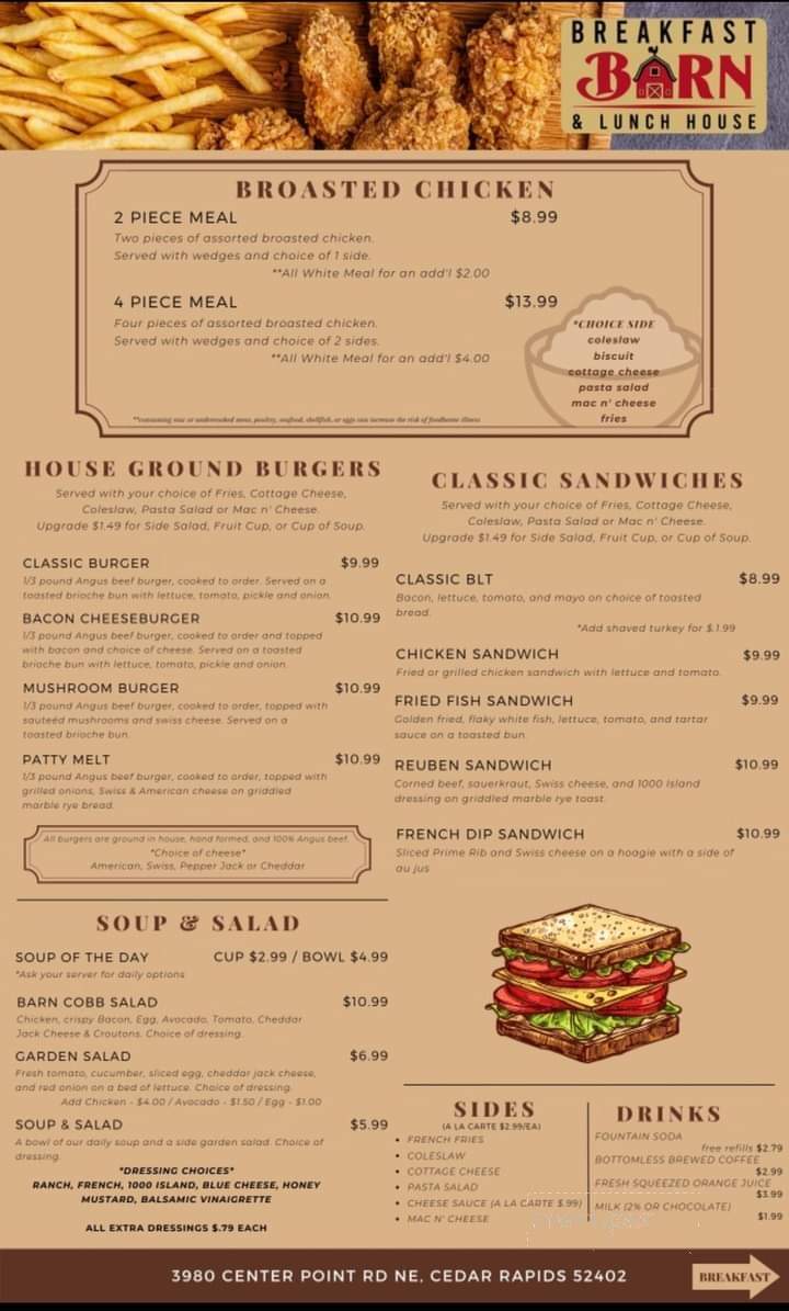 Breakfast Barn and Lunch House - Cedar Rapids, IA menu_pic