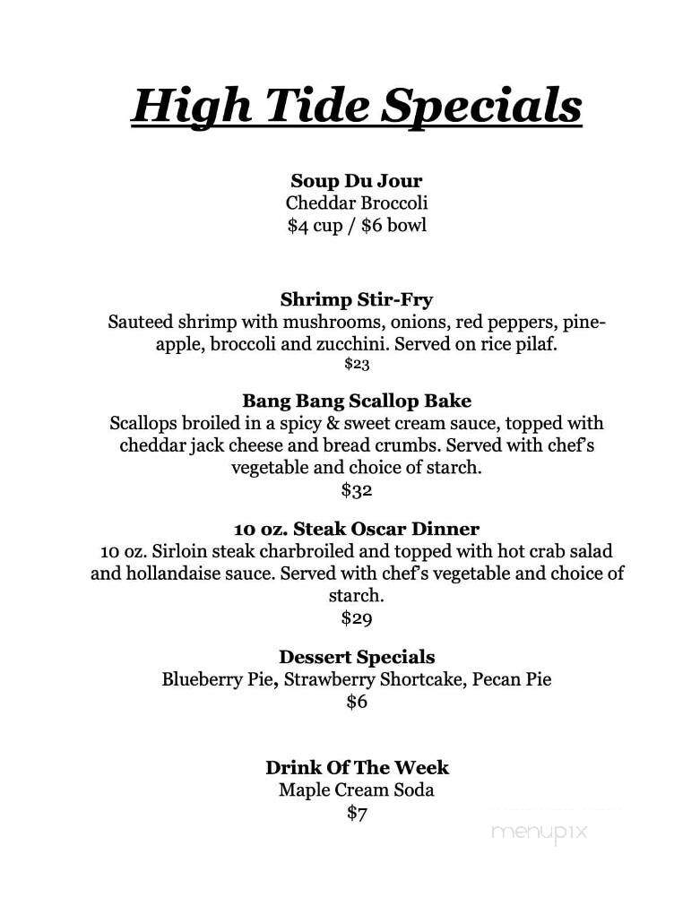 High Tide Restaurant - Brewer, ME menu_pic