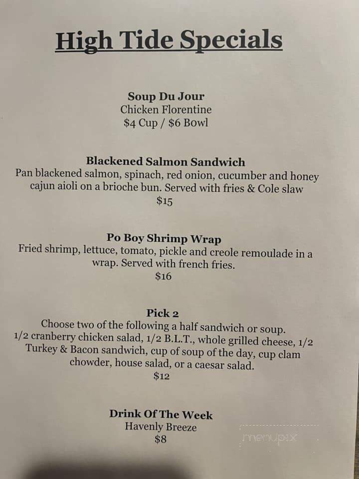 High Tide Restaurant - Brewer, ME menu_pic