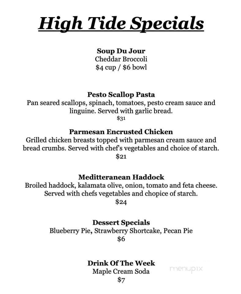 High Tide Restaurant - Brewer, ME menu_pic