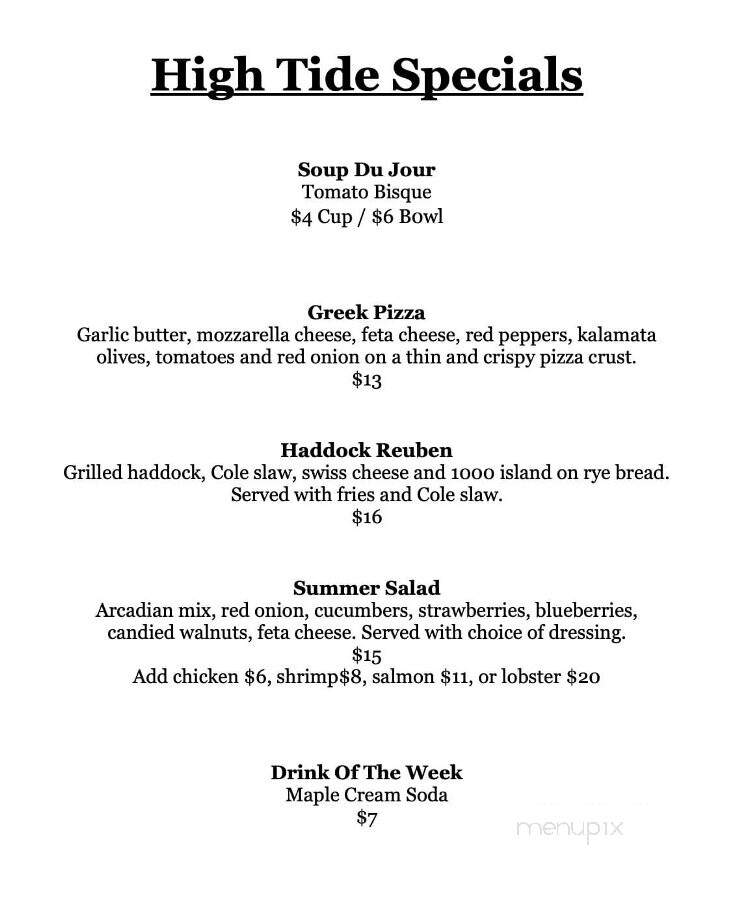 High Tide Restaurant - Brewer, ME menu_pic