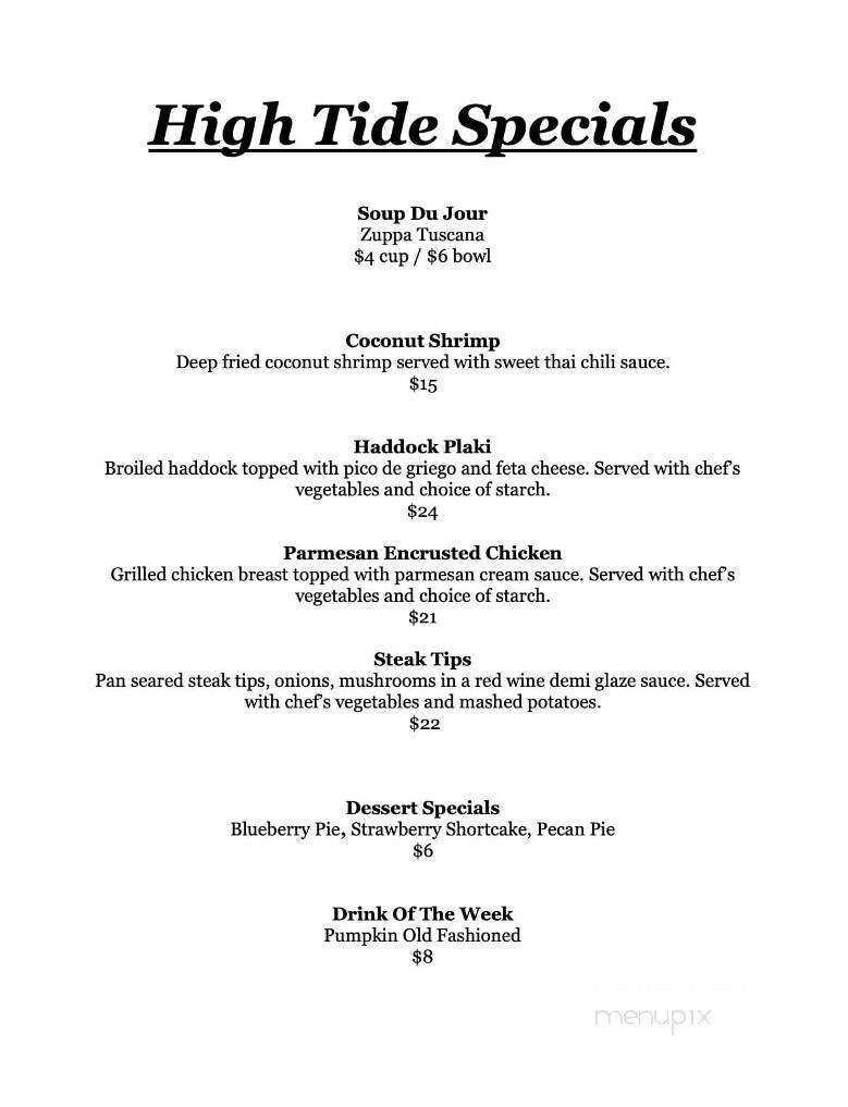 High Tide Restaurant - Brewer, ME menu_pic