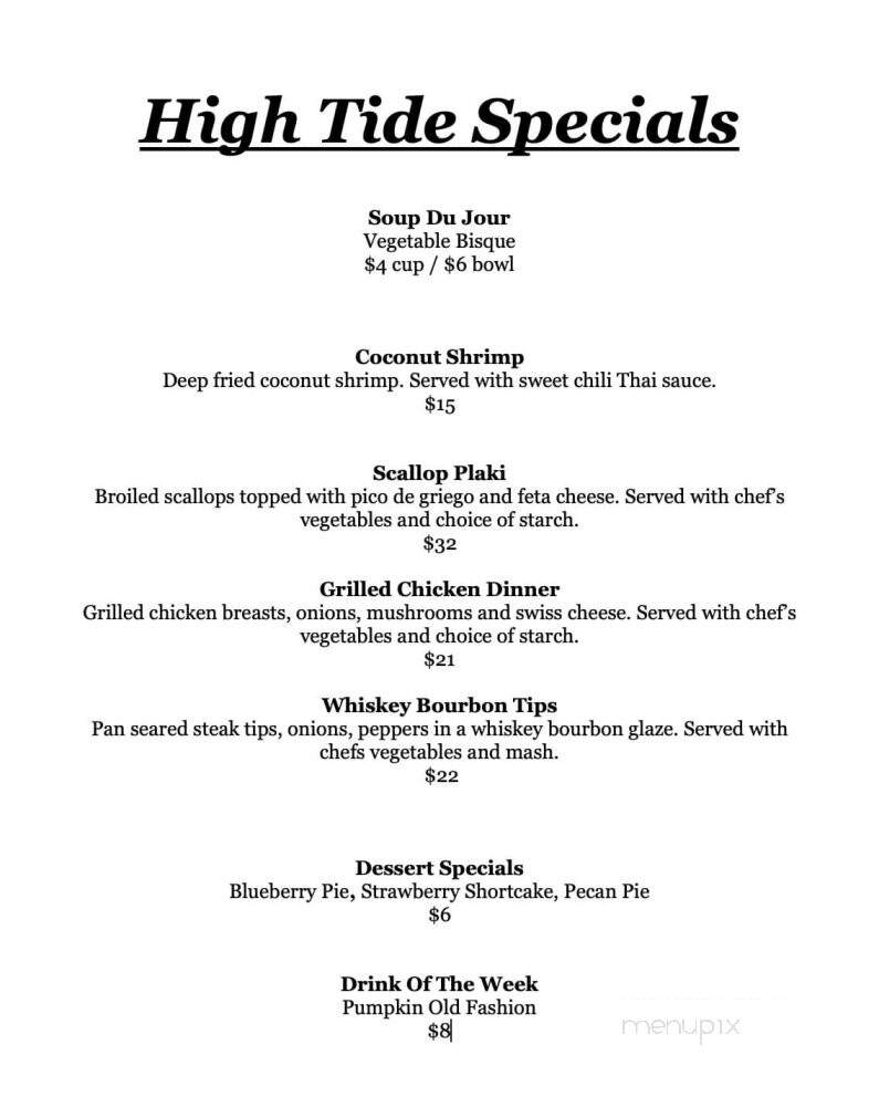 High Tide Restaurant - Brewer, ME menu_pic